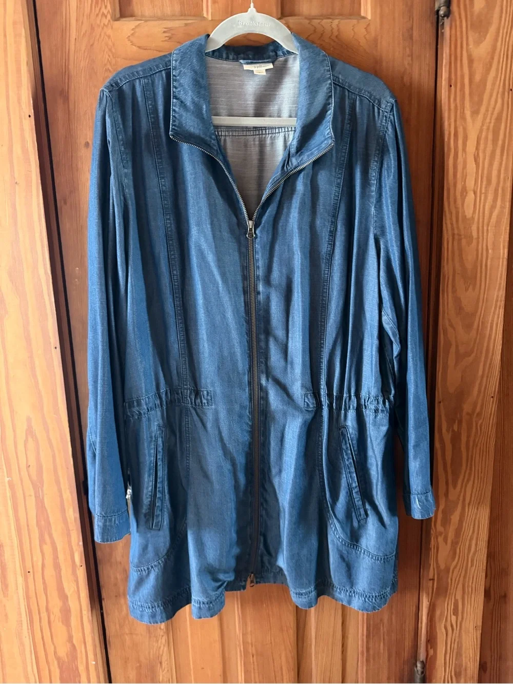 J. Jill Blue Denim Zip-Front Jacket